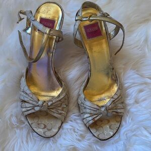 Coach Metallic Gold and Cream Heels